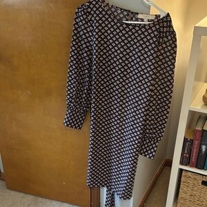 Elegant Navy pink and White Patterned Dress